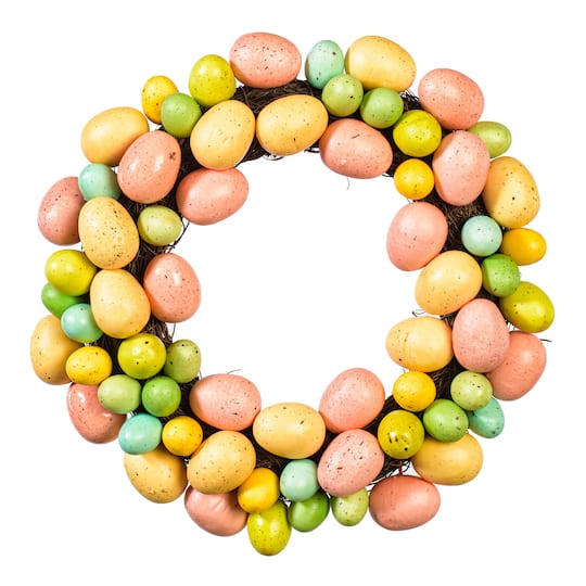 13" Pastel Artificial Easter Egg Wreath By Vickerman in Pink/Blue/Green | Michaels®
